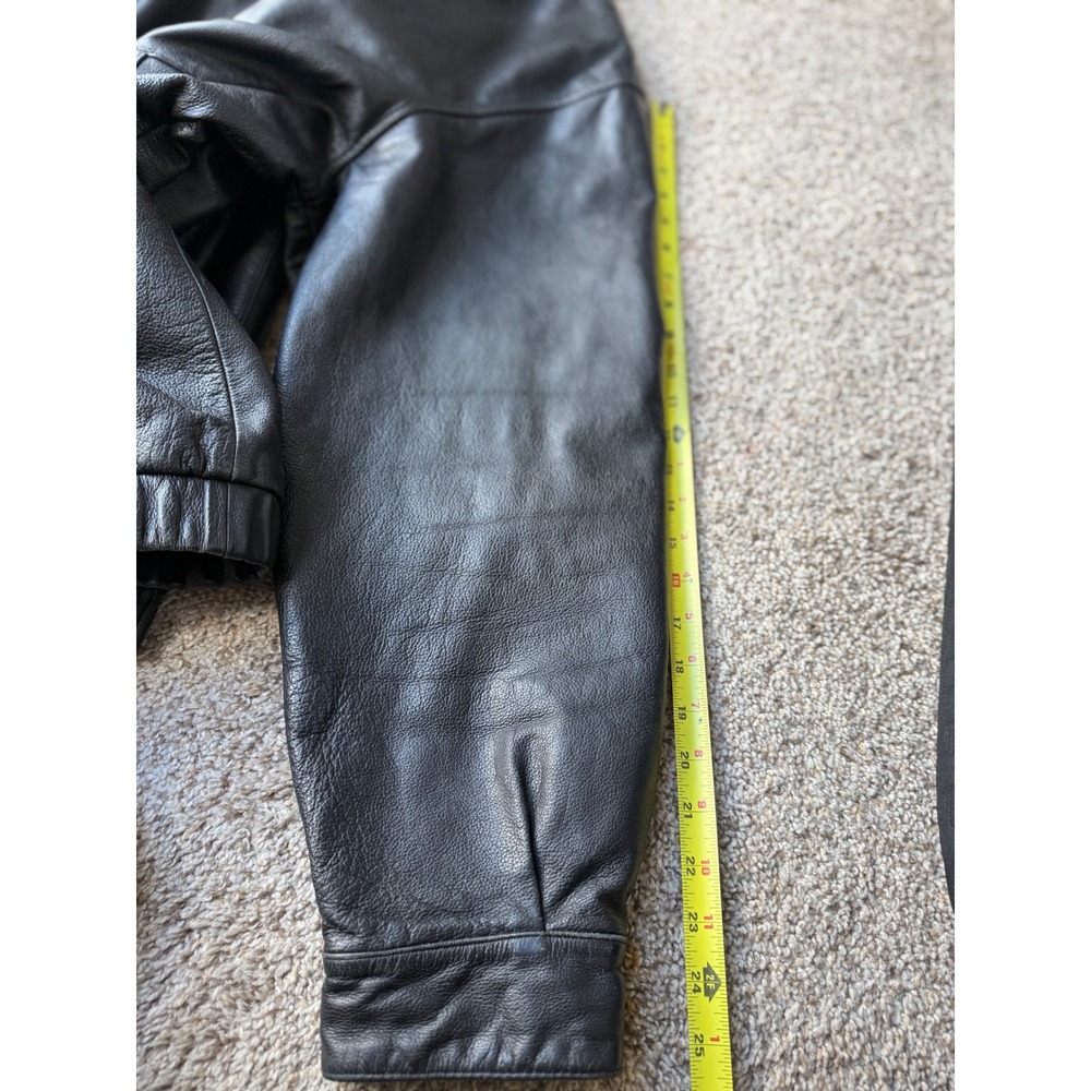 St. John Bay Leather Jacket men XLT Black Bomber Lined Collared - Picture 11 of 13